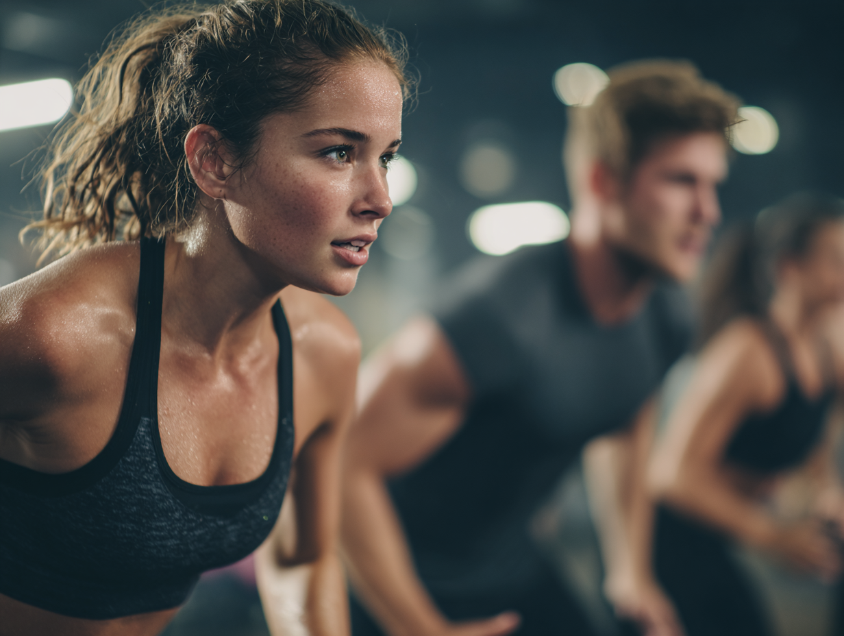 Aktivní muž a žena při tréninku